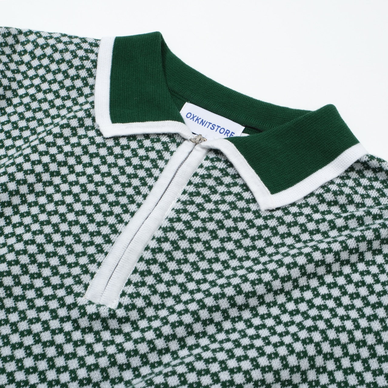 OXKNIT Men Vintage Clothing 1960s Mod Style Casual Dark Green Knit Retro Polo