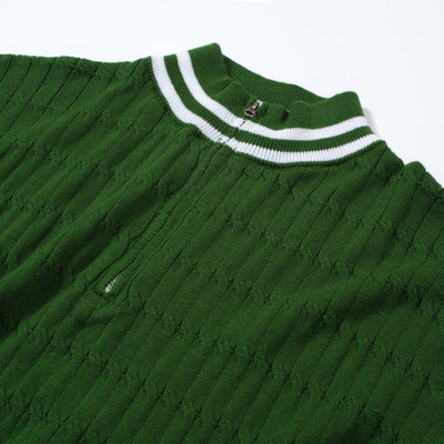OXKNIT Men Vintage Clothing 1960s Mod Style Casual Dark Green Knitted Wear Retro TShirt