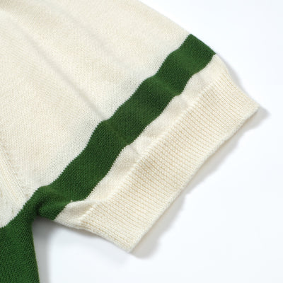 OXKNIT Men Vintage Clothing 1960s Mod Style Casual Dark Green Line Knitted Retro Wear
