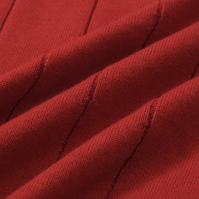 OXKNIT Men Vintage Clothing 1960s Mod Style Casual Dark Red Knit Retro Polo
