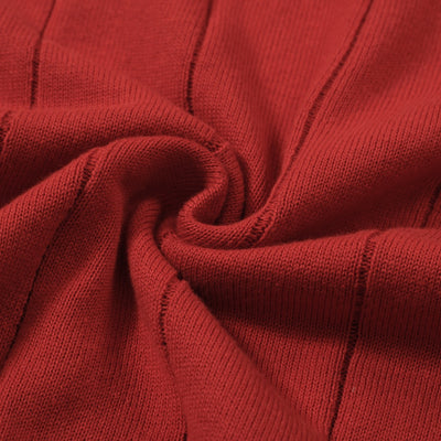 OXKNIT Men Vintage Clothing 1960s Mod Style Casual Dark Red Knit Retro Polo