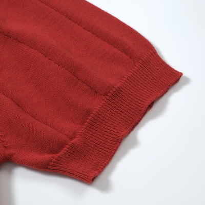 OXKNIT Men Vintage Clothing 1960s Mod Style Casual Dark Red Knit Retro Polo