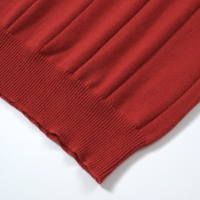 OXKNIT Men Vintage Clothing 1960s Mod Style Casual Dark Red Knit Retro Polo