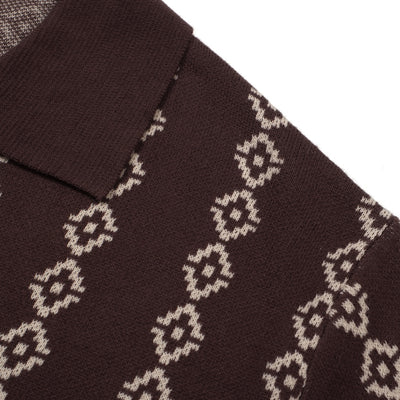 OXKNIT Men Vintage Clothing 1960s Mod Style Casual Deep Brown Knit Retro Polo Shirts