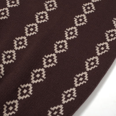 OXKNIT Men Vintage Clothing 1960s Mod Style Casual Deep Brown Knit Retro Polo Shirts