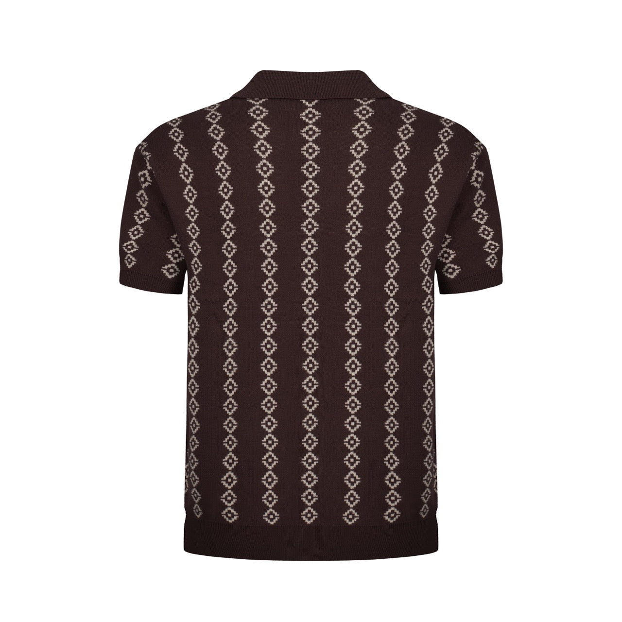 OXKNIT Men Vintage Clothing 1960s Mod Style Casual Deep Brown Knit Retro Polo Shirts