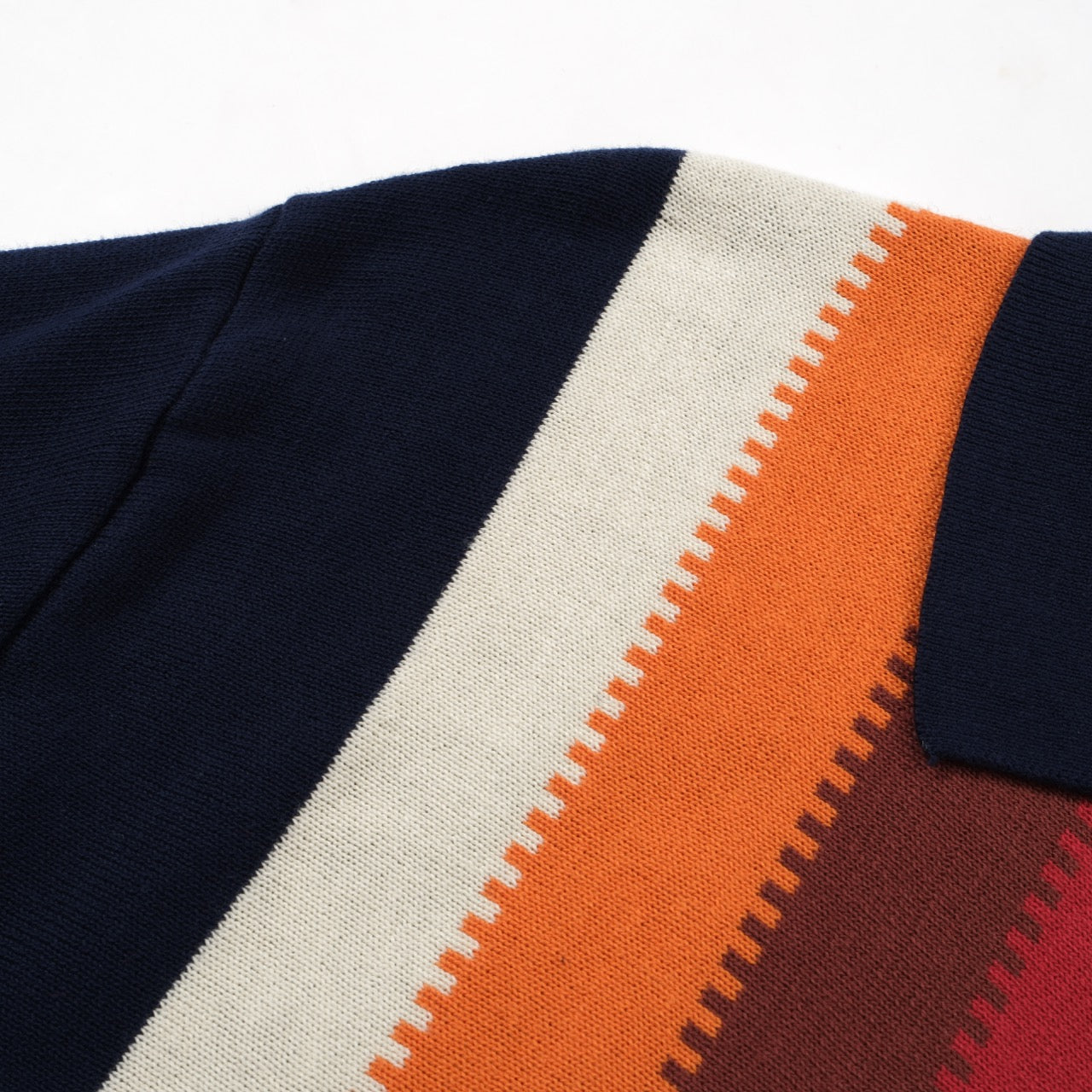 OXKNIT Men Vintage Clothing 1960s Mod Style Casual Gradient Orange & Navy Blue Retro Polo 