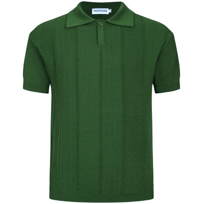 OXKNIT Men Vintage Clothing 1960s Mod Style Casual Green Knit Retro Polo
