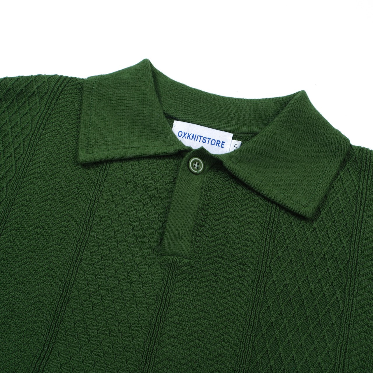OXKNIT Men Vintage Clothing 1960s Mod Style Casual Green Knit Retro Polo