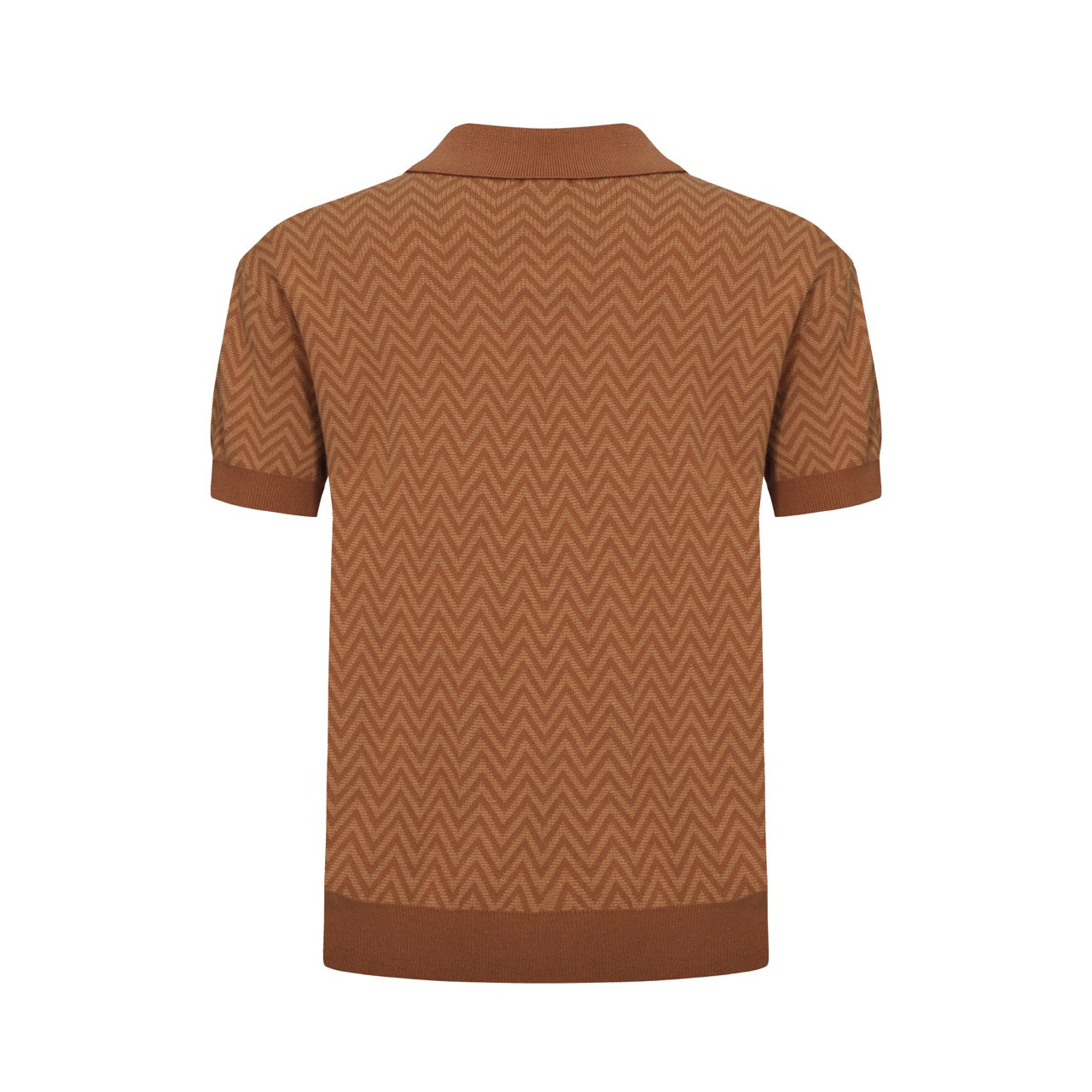 OXKNIT Men Vintage Clothing 1960s Mod Style Casual Herringbone Fine Gauge Knitted Retro Polo
