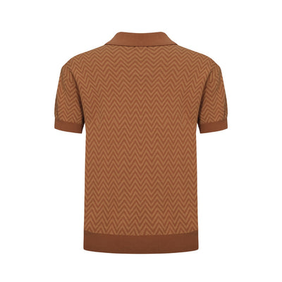 OXKNIT Men Vintage Clothing 1960s Mod Style Casual Herringbone Fine Gauge Knitted Retro Polo