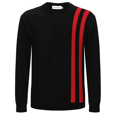 OXKNIT Men Vintage Clothing 1960s Mod Style Casual Knit Black Racing Retro Jumper