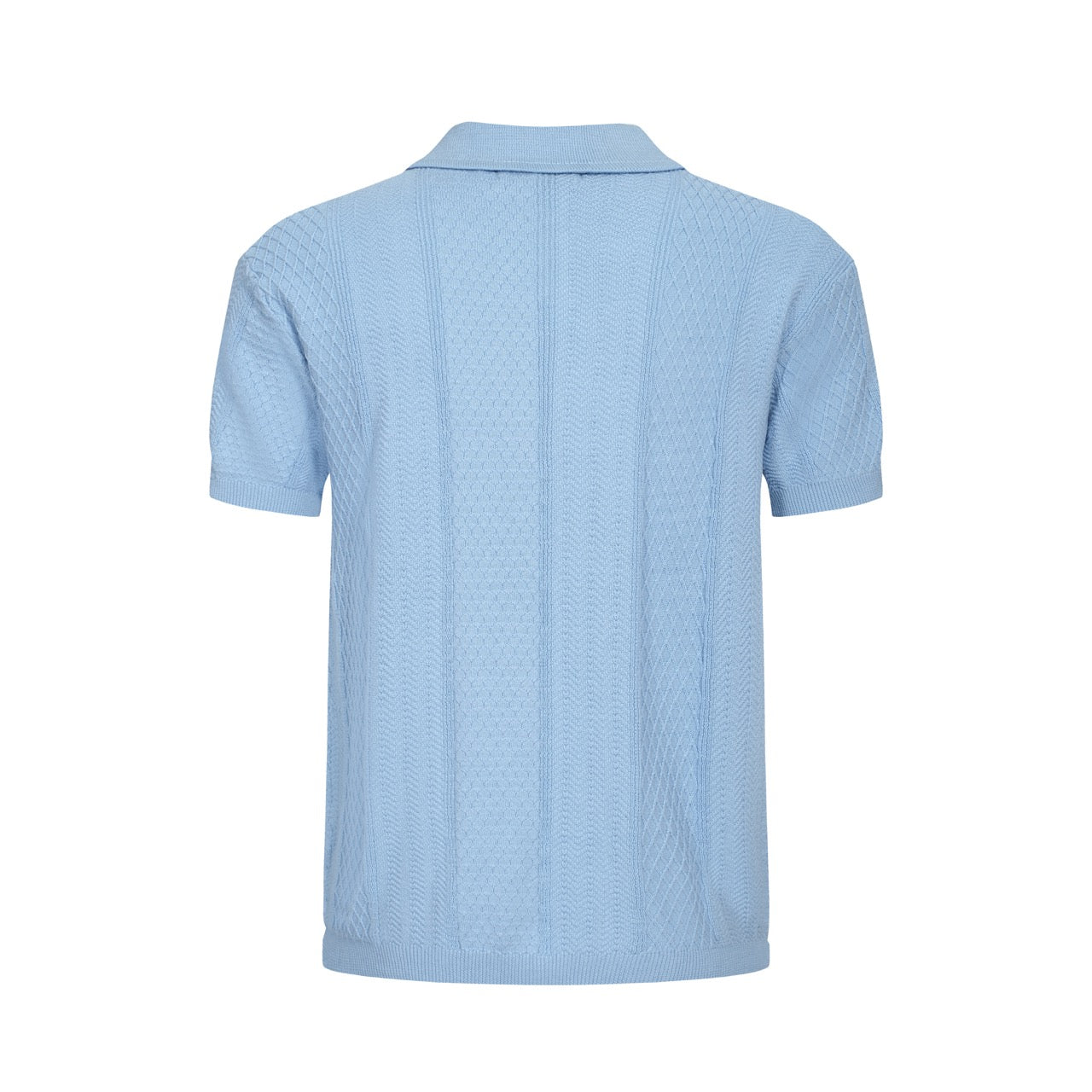 OXKNIT Men Vintage Clothing 1960s Mod Style Casual Light Blue Knit Retro Polo