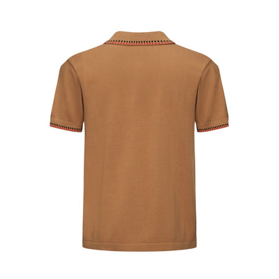 OXKNIT Men Vintage Clothing 1960s Mod Style Casual Light Brown Crawdaddy Knit Retro Polo