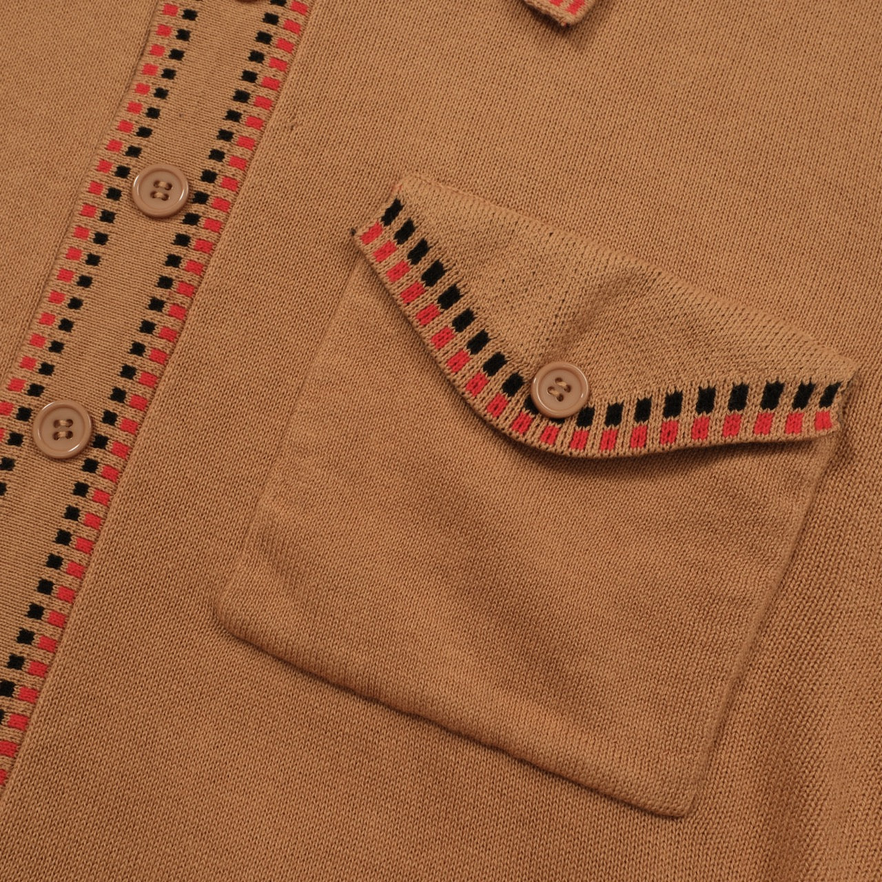 OXKNIT Men Vintage Clothing 1960s Mod Style Casual Light Brown Crawdaddy Knit Retro Polo