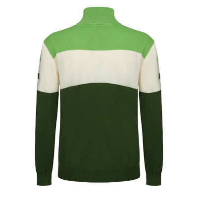 OXKNIT Men Vintage Clothing 1960s Mod Style Casual Long Sleeve Green Retro Racing Jumper