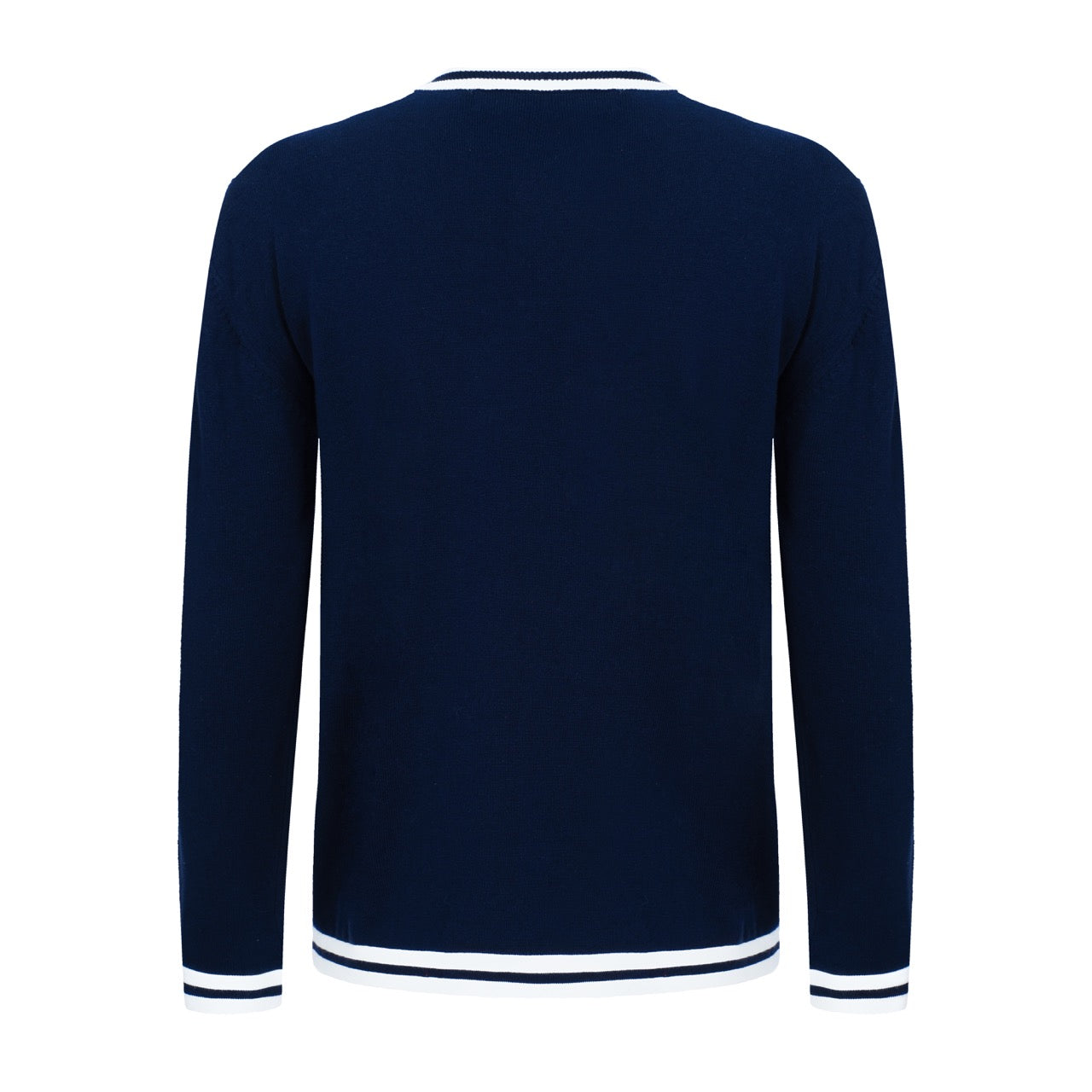 OXKNIT Men Vintage Clothing 1960s Mod Style Casual Navy Blue Knit Long Sleeve Solid Retro Tshirt
