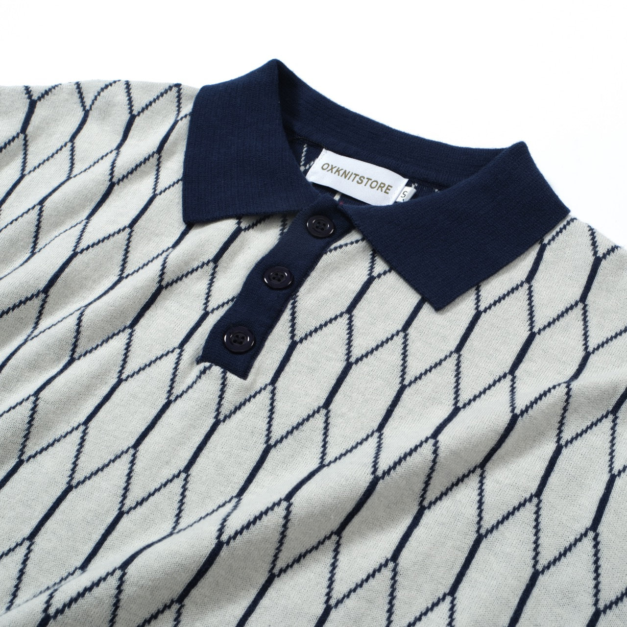 Men's Navy Blue Polo With Geometric Pattern