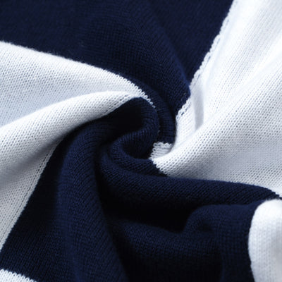 OXKNIT Men Vintage Clothing 1960s Mod Style Casual Navy Checkerboard Knitted Retro Polo Shirt