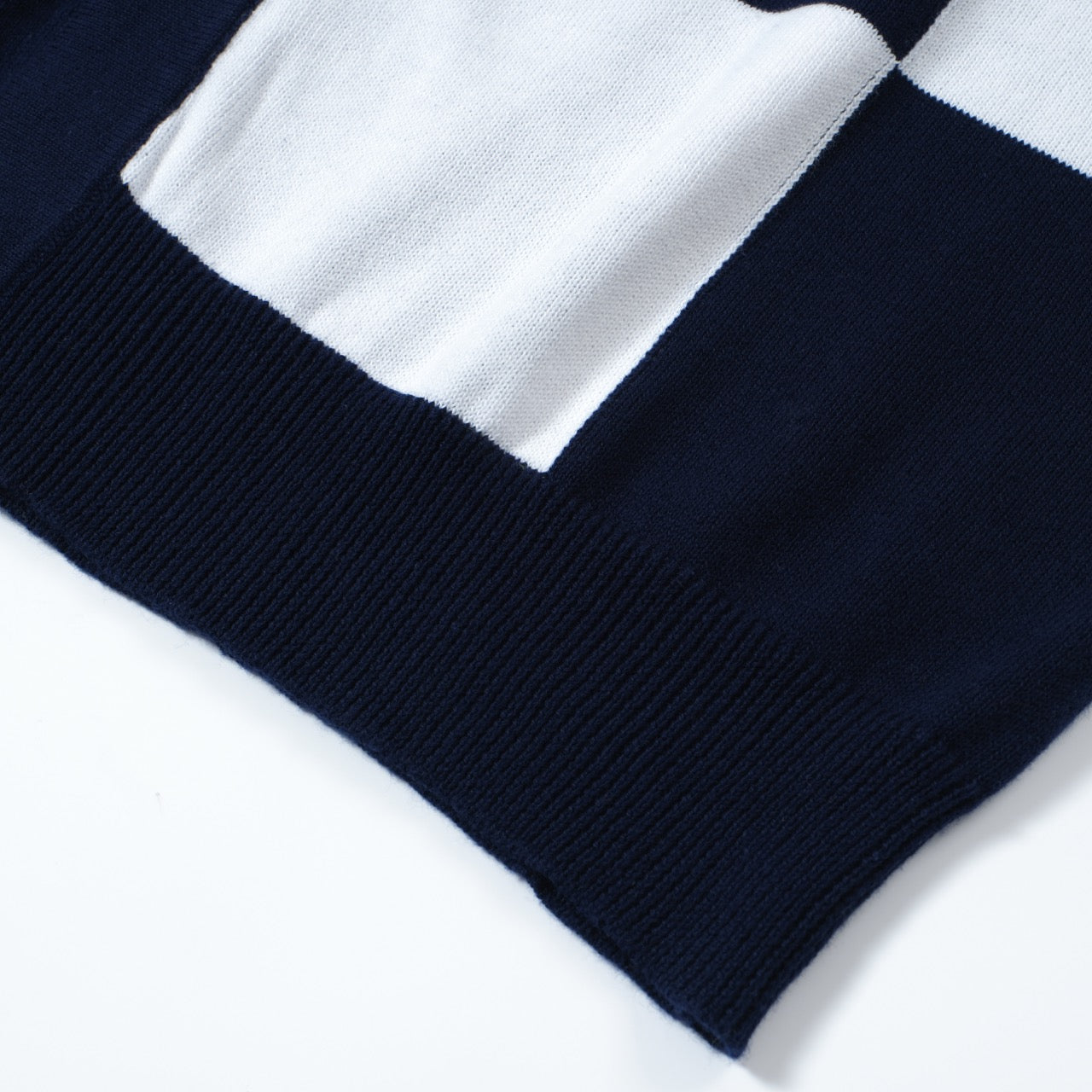 OXKNIT Men Vintage Clothing 1960s Mod Style Casual Navy Checkerboard Knitted Retro Polo Shirt