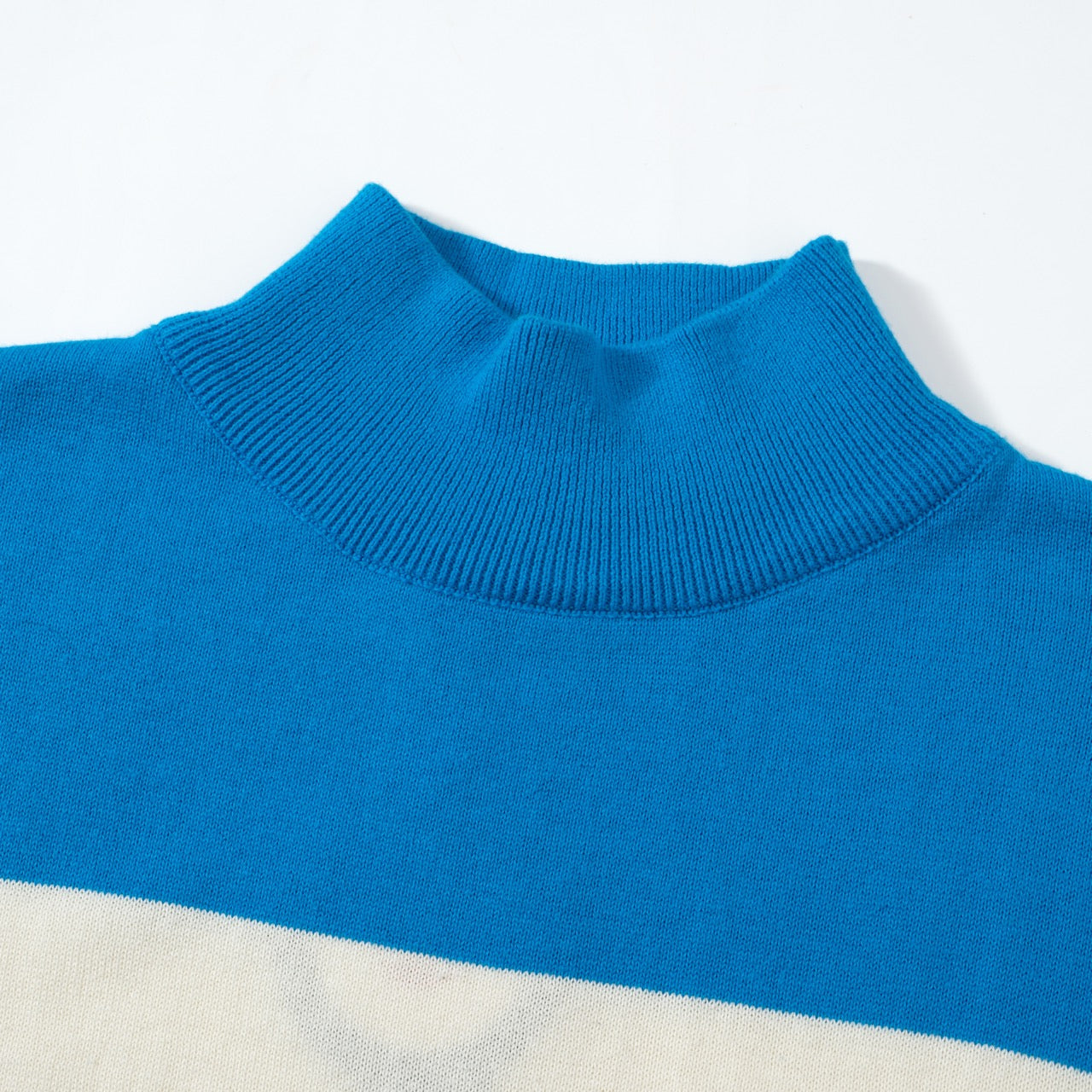 OXKNIT Men Vintage Clothing 1960s Mod Style Casual Racing Jumper Blue Knitwear High Neck Retro Tshirt