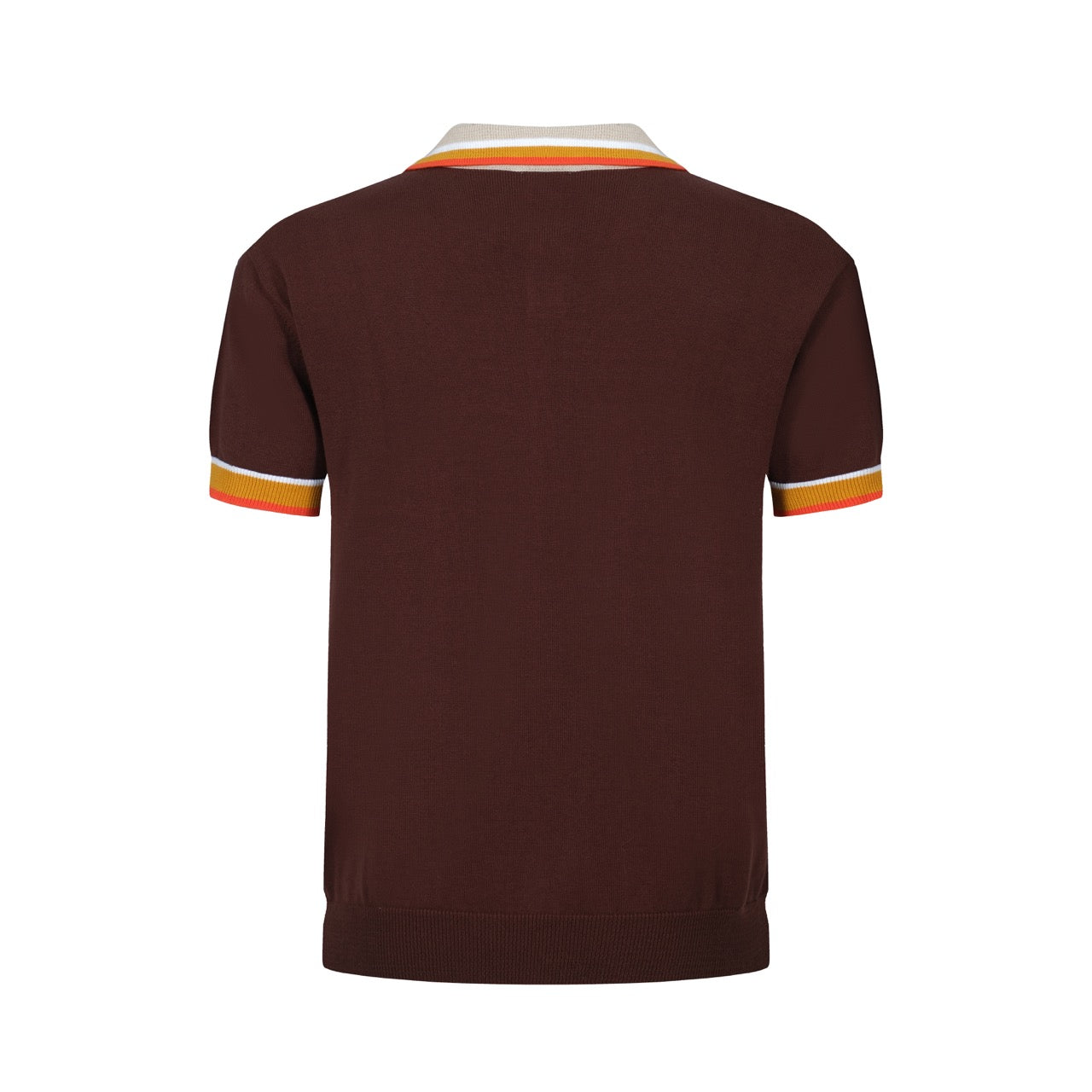 OXKNIT Men Vintage Clothing 1960s Mod Style Casual Rainbow Line Brown Knitted Retro Wear