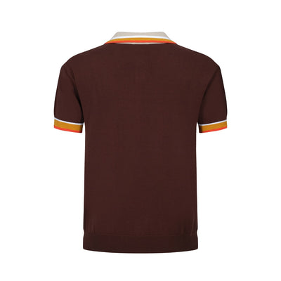 OXKNIT Men Vintage Clothing 1960s Mod Style Casual Rainbow Line Brown Knitted Retro Wear