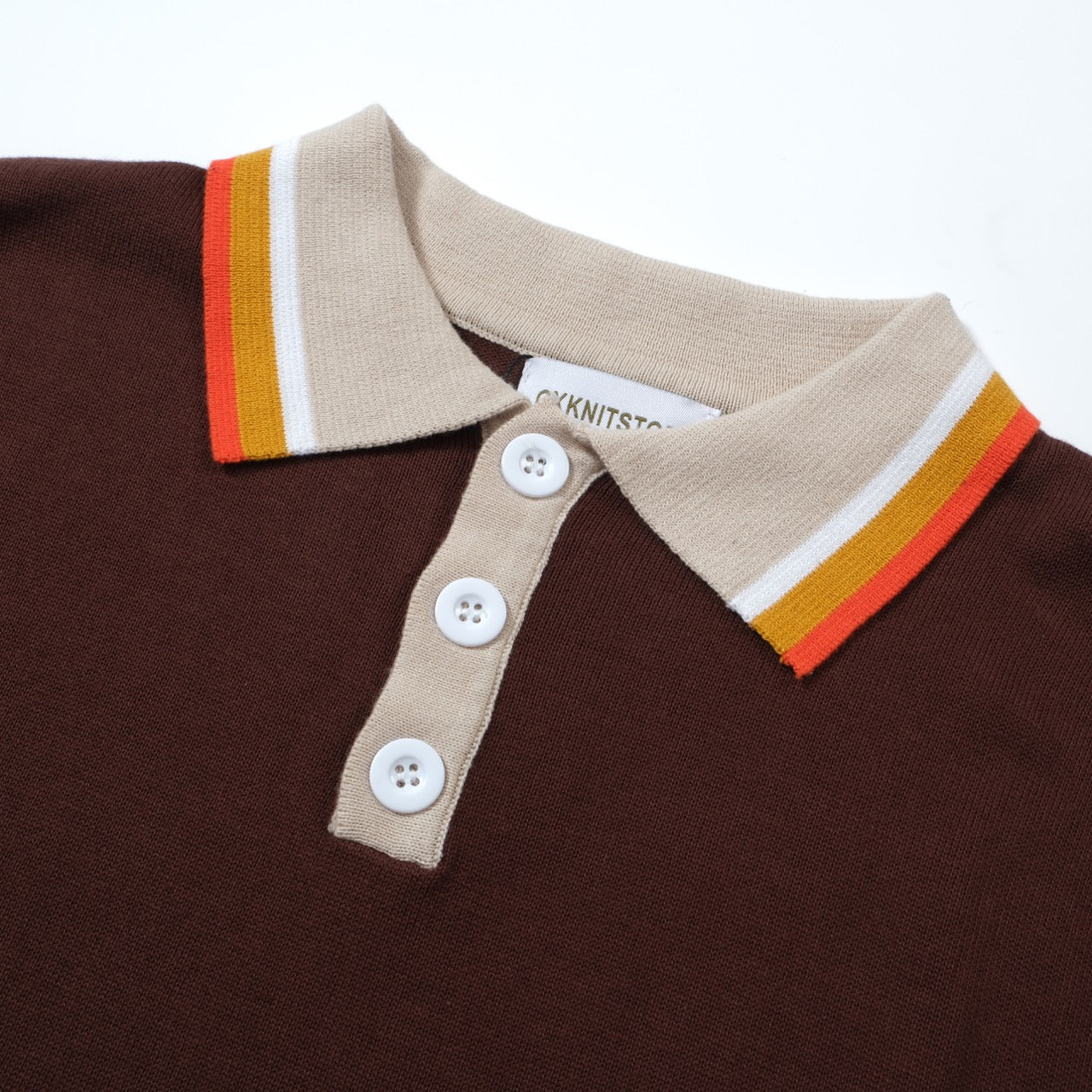 OXKNIT Men Vintage Clothing 1960s Mod Style Casual Rainbow Line Brown Knitted Retro Wear