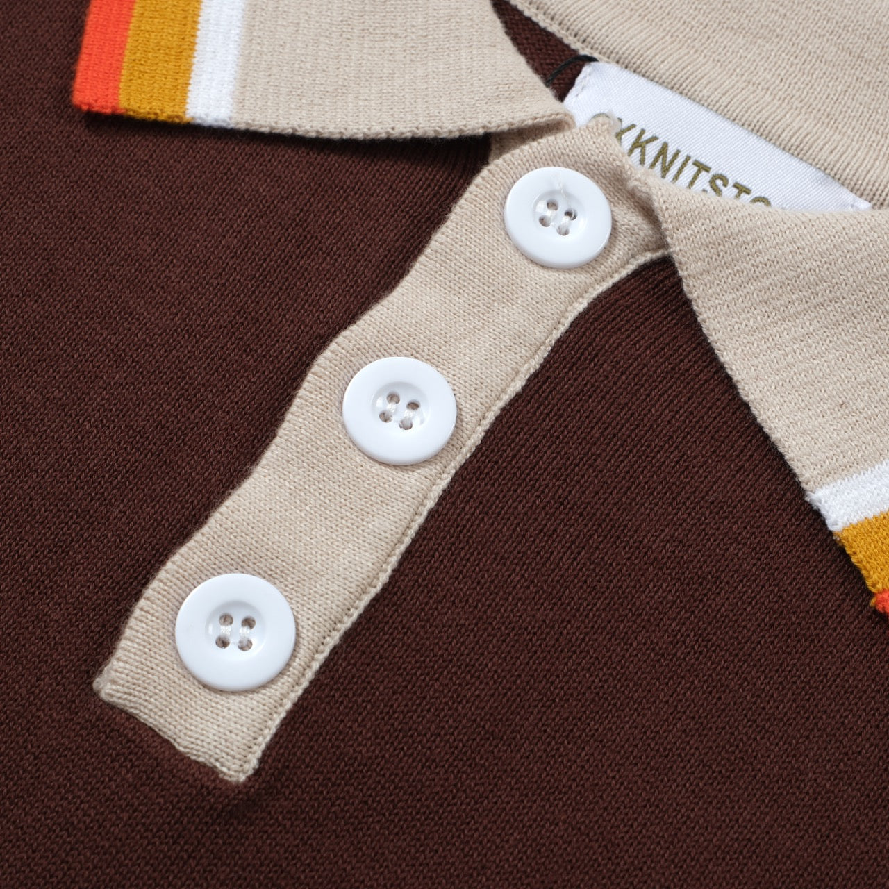 OXKNIT Men Vintage Clothing 1960s Mod Style Casual Rainbow Line Brown Knitted Retro Wear