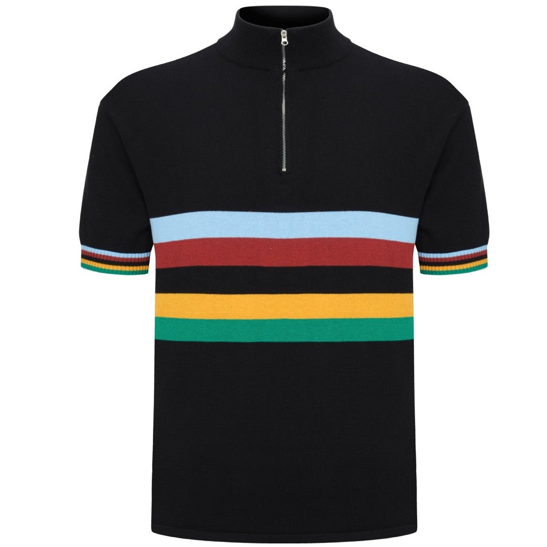 OXKNIT Men Vintage Clothing 1960s Mod Style Casual Rainbow Stripe Cycling Knitted Retro T-Shirts