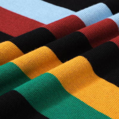OXKNIT Men Vintage Clothing 1960s Mod Style Casual Rainbow Stripe Cycling Knitted Retro T-Shirts