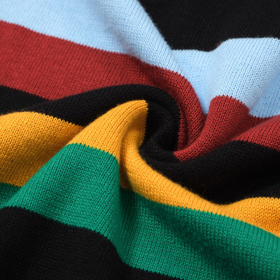 OXKNIT Men Vintage Clothing 1960s Mod Style Casual Rainbow Stripe Cycling Knitted Retro T-Shirts