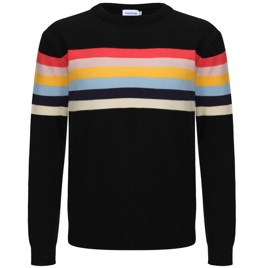 OXKNIT Men Vintage Clothing 1960s Mod Style Casual Rainbow Striped ...
