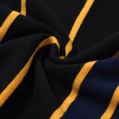 OXKNIT Men Vintage Clothing 1960s Mod Style Casual Rainbow Vertical stripes Black Polo Knitted Retro Wear