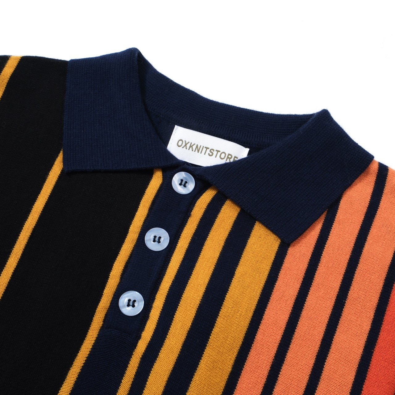 OXKNIT Men Vintage Clothing 1960s Mod Style Casual Rainbow Vertical stripes Black Polo Knitted Retro Wear