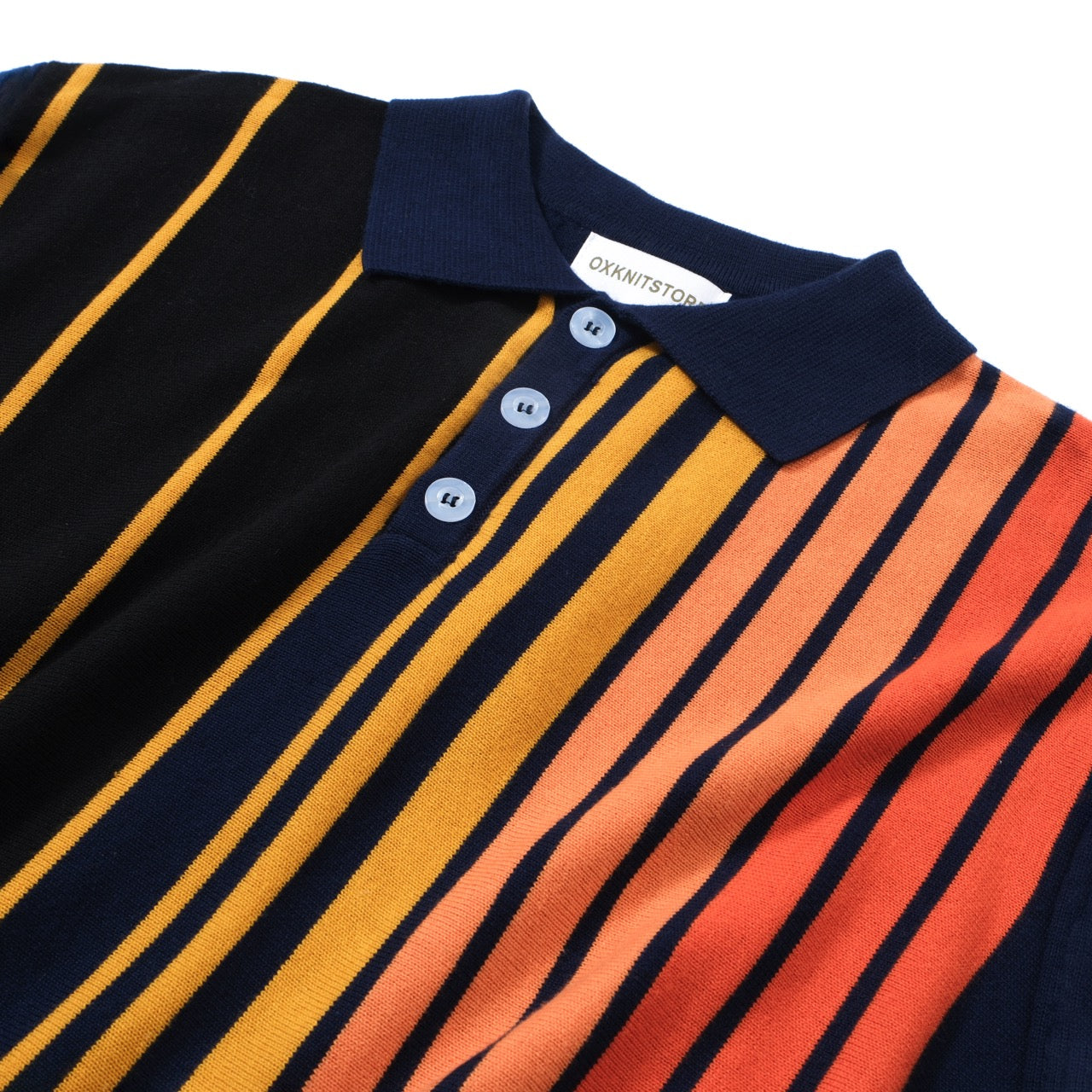 OXKNIT Men Vintage Clothing 1960s Mod Style Casual Rainbow Vertical stripes Black Polo Knitted Retro Wear