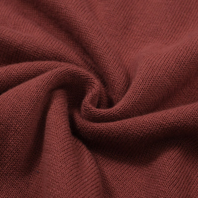OXKNIT Men Vintage Clothing 1960s Mod Style Casual Red Brown Knitted Retro Polo Single Pocket
