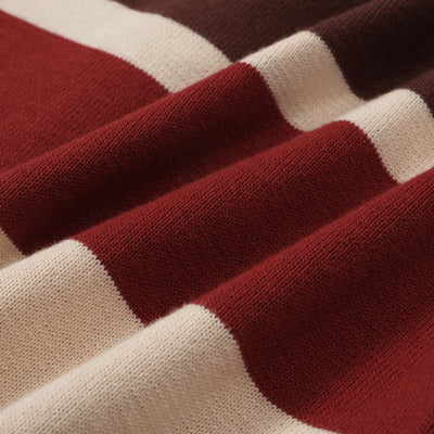 OXKNIT Men Vintage Clothing 1960s Mod Style Casual Red Brown Line Knitted Retro Wear
