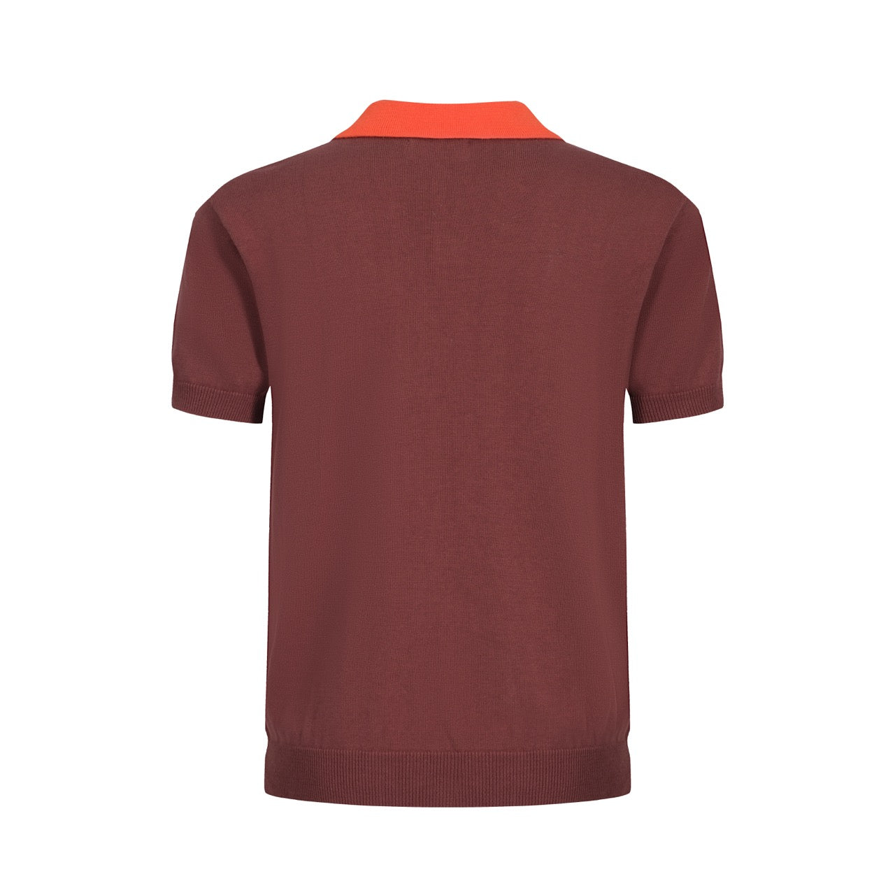 OXKNIT Men Vintage Clothing 1960s Mod Style Casual Red Knitted Dark Brown Knit Retro Polo