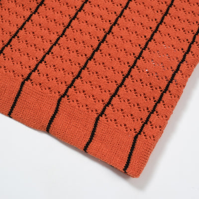 OXKNIT Men Vintage Clothing 1960s Mod Style Casual Resort Shirt Orange Knitted With Pocket Retro Polo