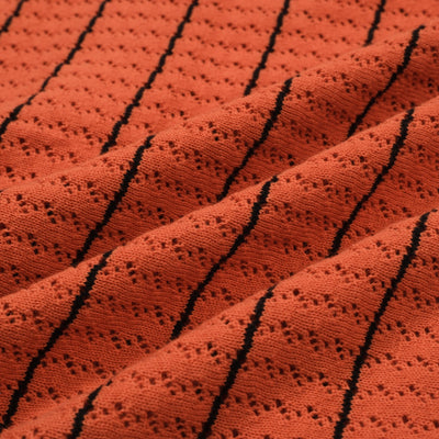 OXKNIT Men Vintage Clothing 1960s Mod Style Casual Resort Shirt Orange Knitted With Pocket Retro Polo
