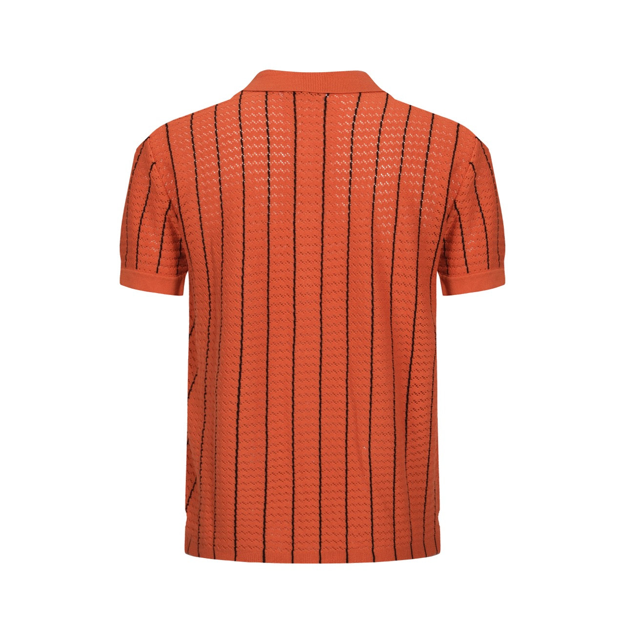 OXKNIT Men Vintage Clothing 1960s Mod Style Casual Resort Shirt Orange Knitted With Pocket Retro Polo