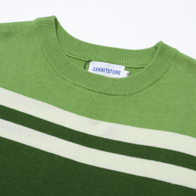 OXKNIT Men Vintage Clothing 1960s Mod Style Casual Short Sleeve Green Knitwear Retro Tshirt