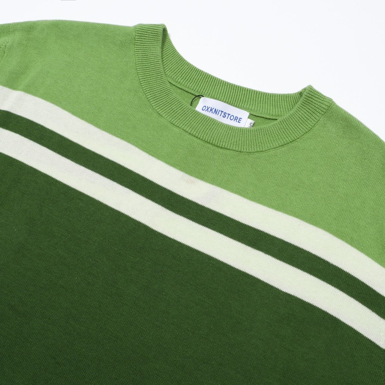 OXKNIT Men Vintage Clothing 1960s Mod Style Casual Short Sleeve Green Knitwear Retro Tshirt