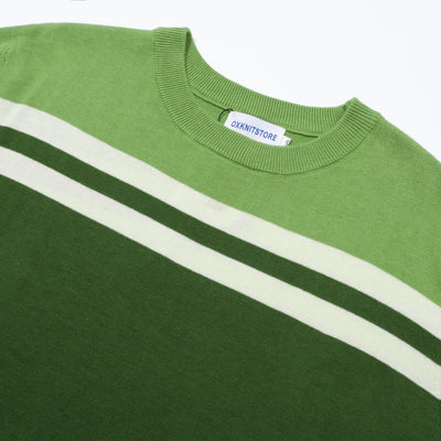 OXKNIT Men Vintage Clothing 1960s Mod Style Casual Short Sleeve Green Knitwear Retro Tshirt