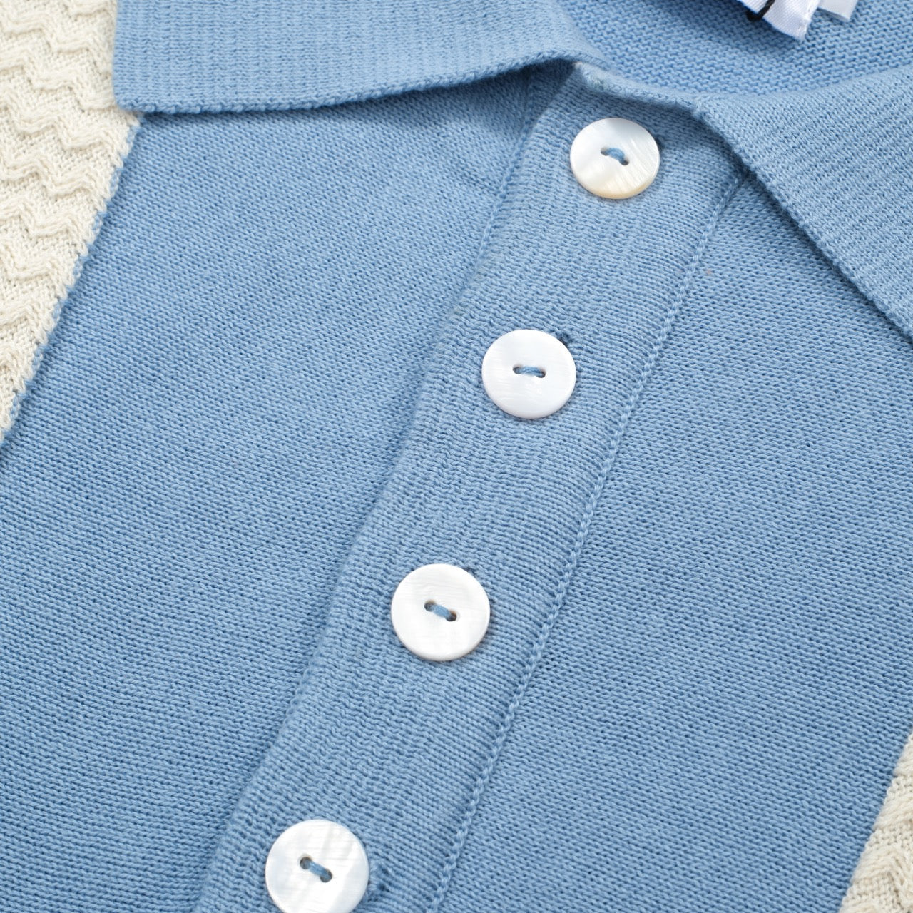 OXKNIT Men Vintage Clothing 1960s Mod Style Casual Stripe Blue Knit Retro Polo