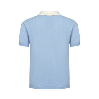 OXKNIT Men Vintage Clothing 1960s Mod Style Casual Stripe Blue Knitted Retro Polo Shirt