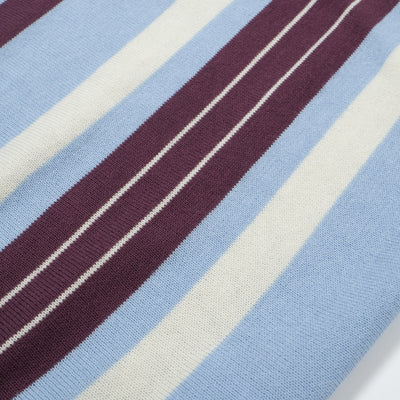 OXKNIT Men Vintage Clothing 1960s Mod Style Casual Stripe Blue Knitted Retro Polo Shirt