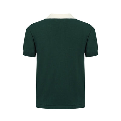 OXKNIT Men Vintage Clothing 1960s Mod Style Casual Stripe Green &Brown Knitted Retro Polo Shirt