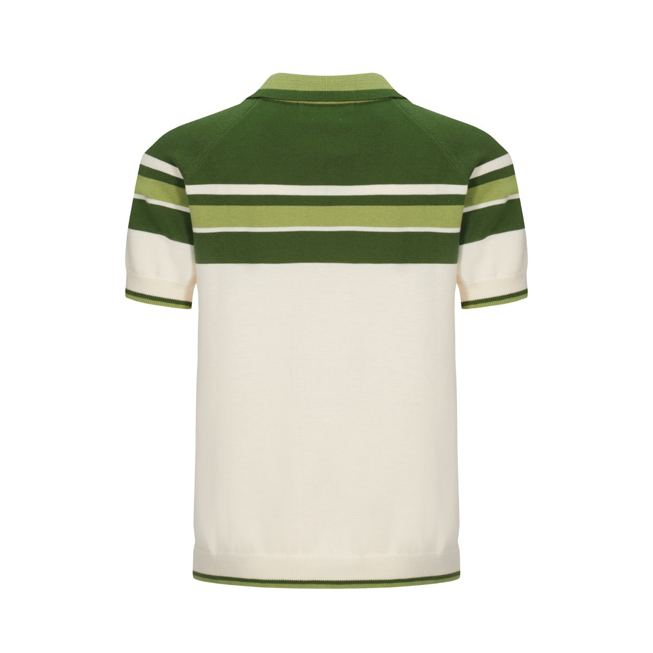 OXKNIT Men Vintage Clothing 1960s Mod Style Casual Stripe Zip Neck Green Retro Polo Shirt